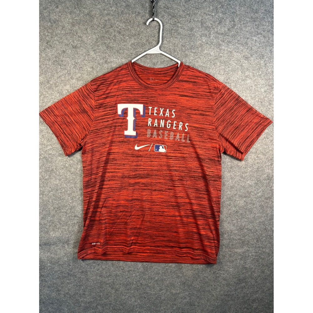 Nike Mens Texas Rangers Baseball Dri-FIT Red Space Dye T-Shirt XL NKM5-15146-T78